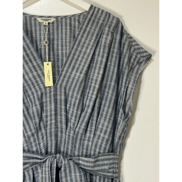 Max Studio Stripe Tie Front Cotton Blend Dress Size XL NWT Side Pockets Beachy - Picture 6 of 15